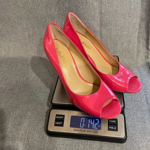 NWOT Kelly and Katie Izzy Peep Toe Patent Pump Heel in Pink Women's Size 7M - Picture 8 of 8
